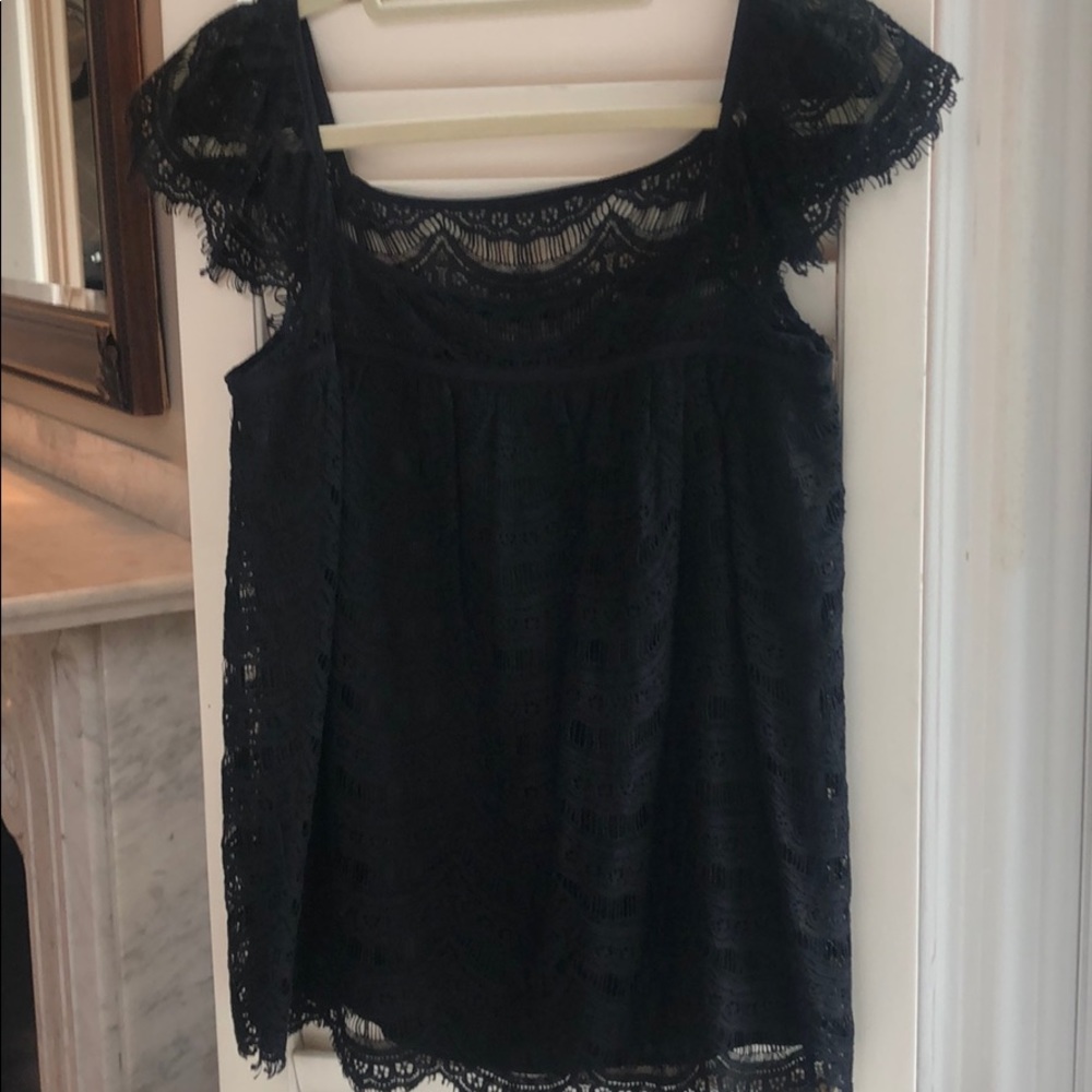 Black lace Milly top with cap sleeves